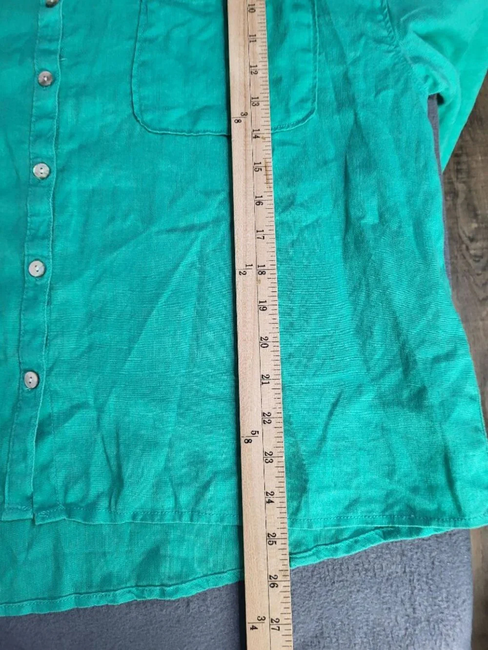 Rachel Zoe Women's XL Green 100% Linen Button Up Long Sleeved Blouse - Picture 5 of 8